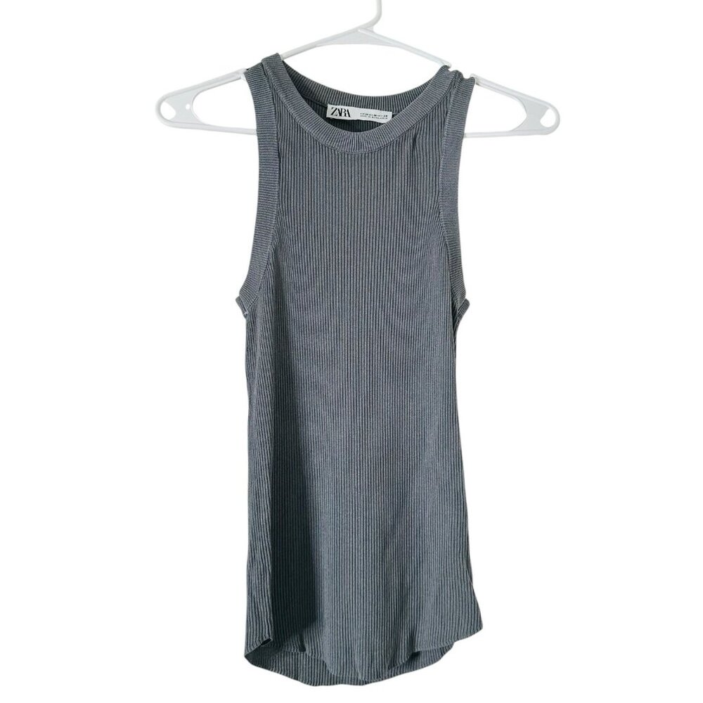Zara Ribbed Tank Top Gray Size M Grey Medium